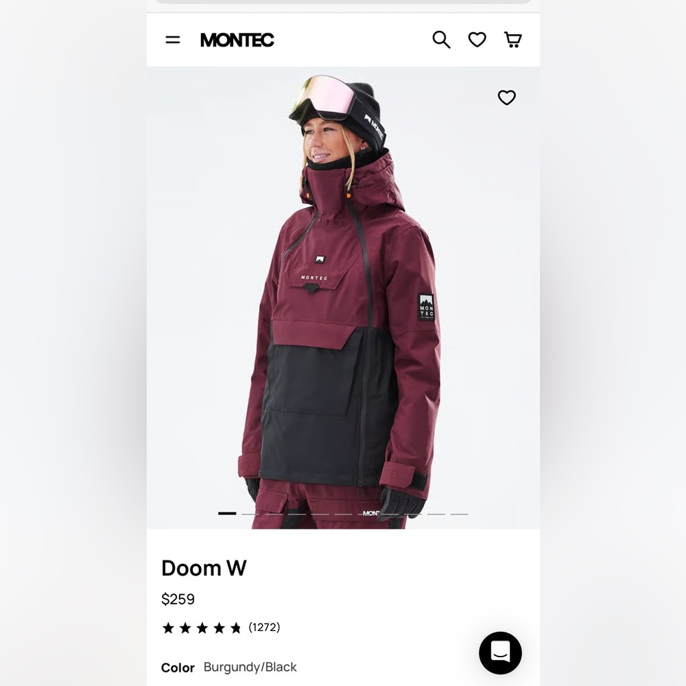 Montec Doom W Burgundy and Black Jacket/ Pants/ gator/ hat/ gloves